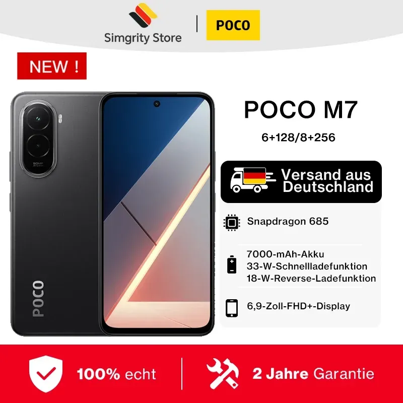 【Weltpremiere】POCO M7 Global Version Smartphone Snapdragon 685 7000 mAh Akku Immersive 6,9
