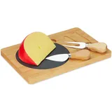 Relaxdays 10046330 Käseplatte mit Schiefer & Käsebesteck, B x T: 25 x 17 cm, Natur/schwarz