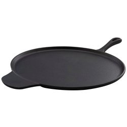 Spetebo Crêpepfanne Gusseisen Crêpes und Pizza Pfanne – Ø 30 cm, Gusseisen, Eisenpfanne für Herd Ofen und Grill schwarz