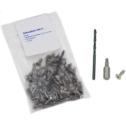 Kovalex® Schraubenset 2 für Dielenclip auf Alu-UK, 100 Schrauben 3,9x13 mm, V2A, Senkkopf,  1 Bohrer 3,2 mm, 1 Bit TX15