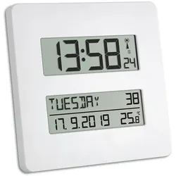 TFA Dostmann Time Line, Tisch, Digitale Uhr, Quadratisch, Weiß, Kunststoff, LCD