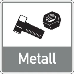 Aufkleber Abfallkennzeichen, Metall, grau - 100 x 100 mm Folie selbstklebend