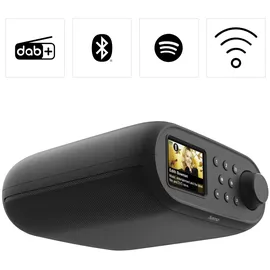 Hama Internetradio mit Digitalradio (WLAN/DAB+/DAB/UKW, Bluetooth, Spotify Streaming, 30 Speicherplätze, 2 Direktwahltasten, Radiowecker, Unterbauradio, 2,4 + 5 GHz, 2,4“ Farbdisplay, 5W) schwarz