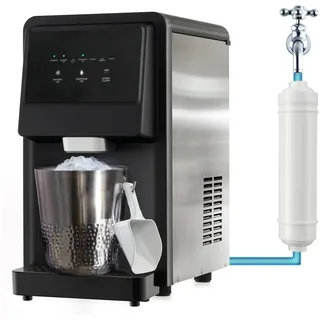 Costway Eiswürfelmaschine mit Wasseranschluss Eiswürfelbereiter 27kg/Tag Eisproduktion