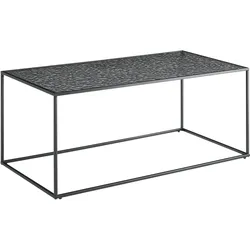 SalesFever Couchtisch 110 x 55 cm | rechteckig | 6 mm Glasplatte mit Strukturoptik | Metallgestell | B 110 x T 55 x H 45 cm | Schwarz