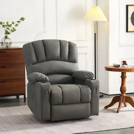 MCombo Relaxsessel 7102 Mikrofaser 70 x 100 x 80 cm Grau mit Aufstehhilfe & Liegefunktion