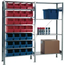 tecwerk Anbauregal Stahl H2000xB1000xT500mm blau/rot 10 Stahlbd.