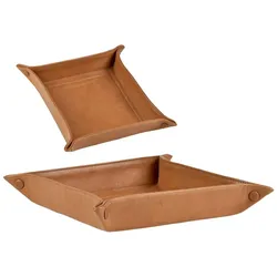 Sonnenleder Ablageschale Leder 26x26cm Taschenleerer Schale Lederschale Stiftschale natur braun Vide Poche
