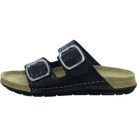 ROHDE Damen Pantolette Leder Schnalle Muster schimmernd Rodigo-D 5857, Größe:40 EU,