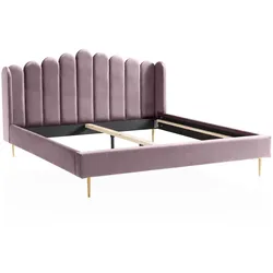 Muschelbett Samt 140x200cm rose Bettgestell Bettrahmen Polsterbett Ehebett