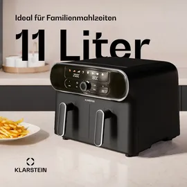 Klarstein AuraAir Color Touch Dual Heißluftfritteuse Schwarz/Silber
