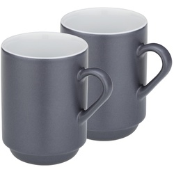 Tasse Mattia Keramik grau 2er Set 11,0cm 7,5cmØ 300,0ml