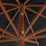 vidaXL Sonnenschirm mit Holzmast Ø 350 cm Anthrazit