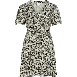 VILA VIGRACE V-Neck Minikleid Beige/Schwarz 34