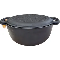 MAYSTERNYA Schmortopf aus Gusseisen – 5 Liter – Kochen im Freien – Grillpfanne aus Gusseisen – Schwarz