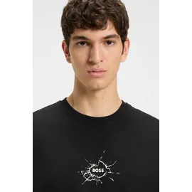 Boss T-Shirt BOSS ORANGE "Te voyage", Jungen, Gr. XL, schwarz (schwarz001), Single Jersey, Obermaterial: 100% Baumwolle, unifarben, regular fit hüftlang, Rundhals, Shirts T-Shirt, mit coolem Logo-Druck