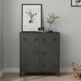 [en.casa] Oripää Aktenschrank 90 x 80 x 33 cm Schwarz