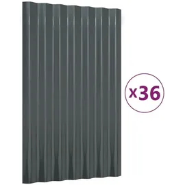 vidaXL Dachpaneele 36 Stk. Verzinkter Stahl Anthrazit 60x36cm