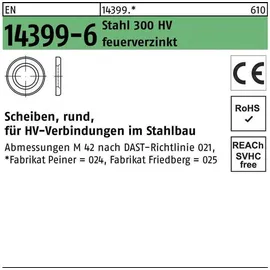 Peiner Umformtechnik Scheibe EN 14399-6 rund 22 (23x39x4) 300 HV feuerverz. geschmiert PEINER