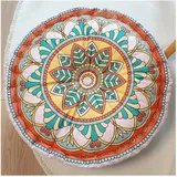 Sitzkissen Garten Bunt mit Griff 45 cm, Sesselauflage Outdoor, Sitzerhöhung Stuhl, Stuhlkissen Rund, Bodenkissen Boho, Sitzkissen Sessel Senioren für Stuhlerhöhung Erwachsene Auto Gartenstuhl(W5)