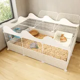 XIAOZHUANGXIONG Hasenstall Innen for 2 Hasen, Meerschweinchen, Welpen, Pet Products Portable Metalldraht Yard Fence, Metallkäfig for Kleine Haustiere (Color : White, Size : 6b)