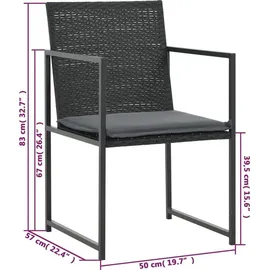 vidaXL Polyrattan Garten-Set 44443 5-tlg. schwarz mit Auflagen