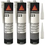 vasalat Sikaflex-223 Haftstarker 1K-PU Klebe-Dichtstoff, 300ml, Schwarz, 3-Set m.5 Düsen