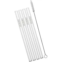 Schott Zwiesel Glastrinkhalm kurz (4-er Set), Strohhalme aus Glas & Baumwollbürste, spülmaschinenfestes Kristallglas Made in Germany (Art. Nr. 121513)