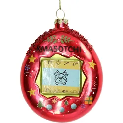 Christbaumschmuck 11,6cm Glas Mini Spielkonsole Figur Handbemalt & mit Glitzer Weihnachtsbaum Anhänger Weihnachten Weihnachtsbaumschmuck Handheld Rot