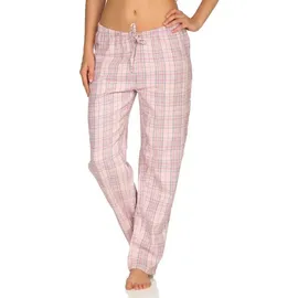 normann-wäschefabrik NORMANN Dame Flanell Schlafanzug Hose kariert Baumwolle - 50446 in rosa | Gr.: 44-46