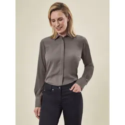 Greiff  Bluse Chiffon mit verdeckter Knopfleiste in taupe, Gr. 32