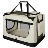 Juskys Hundetransportbox Lassie S (beige) faltbar mit Decke - 34x50x36 cm Hundetasche Hundebox