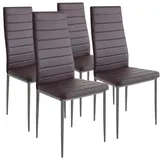 BAKAJI Set 4 Stühle Moderne Esszimmer Wohnzimmer Küche Sitz gepolstert Kunstleder braun Brown 4 x Stühle in Promo Gestell und Bezug in Kunstleder Braun