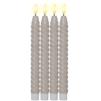 Star LED Kerzen mit Timerfunktion | LED Stabkerzen Beige | LED Kerzen flackernde Flamme | LED Kerze mit Timer | Kerzen Deko | Stabkerzen gedreht | Kerzen Set 4er | Deko Kerzen | Stabkerzen LED