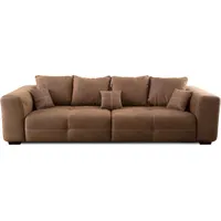 Cavadore Big Sofa Mavericco / XXL Sofa im modernen Design / Inklusive Rückenkissen und Zierkissen / 287 x 69 x 108 cm (BxHxT) / Mikrofaser Braun