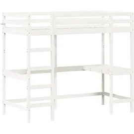 vidaXL Hochbett mit Schreibtisch 100 x 200 cm Kiefer massiv weiß