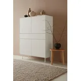 LeGer Home by Lena Gercke Highboard »Essentials«, Höhe: 144cm, MDF lackiert, Push-to-open-Funktion, weiß