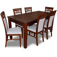 aea Klassische Designer Esszimmer Garnitur Holz Tisch + 6 Stühle Stuhl Garnitur Neu