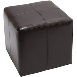 Sitzhocker Carrara, Leder + Kunstleder, 36x36x36cm MVG-zertifiziert ~ braun