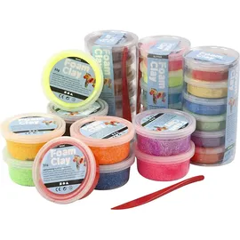 Creativ Company Foam Clay Modelliermasse Glitter-Set 28 Dosen je 35g