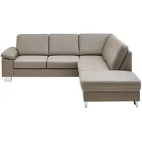 Beldomo Premium Ecksofa, Hellgrau, Leder, Echtleder, Rindleder, 5-Sitzer, L-Form, 248x235 cm, Goldenes M, erweiterbar, Typenauswahl, Fußauswahl, Lederauswahl, Sitzqualitäten, seitenverkehrt erhältlich, Rückenfutter, individuell planbar, Wohnzimmer, Sofas & Couches, Wohnlandschaften, Ecksofas