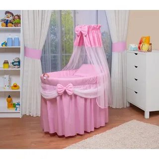 Waldin Stubenwagen 1205 natur inkl. Komplettset rosa/weiß