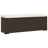 furnicato Truhenbank Hockerbank mit Sitzkissen Braun 110x30x40 cm Poly Rattan braun