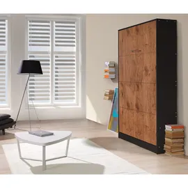 QMM TraumMöbel Schrankbett 140 x 200 cm Braun/Schwarz