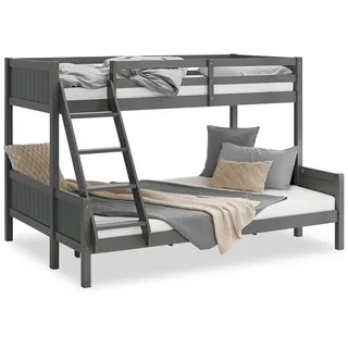 Homestyle4u Etagenbett 90x200 und 140x200 in Grau - grau