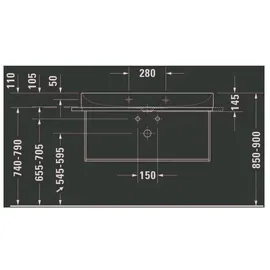 Duravit Metallkonsole 106,5 x 45 cm Schwarz Matt