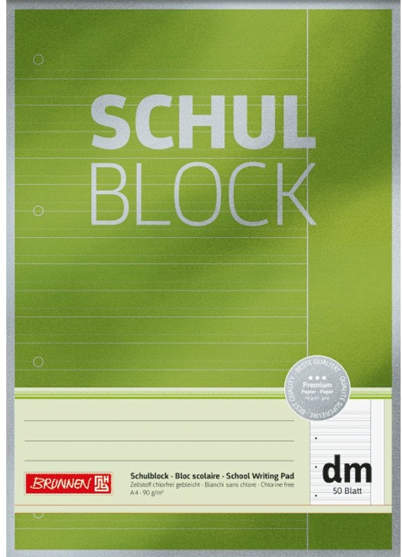 Schulblock Lineatur DM, DIN A4, 90g, 50 Blatt