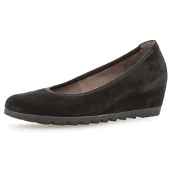 Pumps GABOR, Damen, Gr. 39, schwarz, Ziegenveloursleder, unifarben, klassisch, Schuhe, Keilabsatz, Halbschuh Schlupfschuh mit Profilsohle