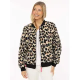 Zwillingsherz "Classic Leo", Damen, Gr. XL, beige, Bouclé, Obermaterial: 100% Polyester, gemustert, mehrfarbig, taillenbedeckt, ohne Ausschnitt, Rippbündchen, Jacken Bomberjacke, stylisch,kuschelig, Rippbündchen