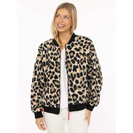 Zwillingsherz "Classic Leo", Damen, Gr. XL, beige, Bouclé, Obermaterial: 100% Polyester, gemustert, mehrfarbig, taillenbedeckt, ohne Ausschnitt, Rippbündchen, Jacken Bomberjacke, stylisch,kuschelig, Rippbündchen